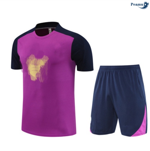 Maillot foot Kit Entrainement Barcelone Enfant + Shorts Violet/Noir 2025-2026 peamu 0134