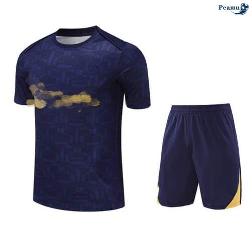 Maillot foot Kit Entrainement Barcelone Enfant + Shorts Bleu Marine/Jaune 2025-2026 peamu 0135