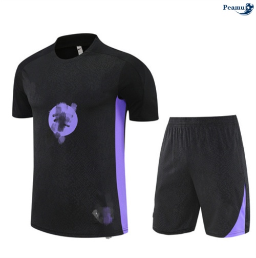 Maillot foot Kit Entrainement Barcelone + Shorts Noir/Violet 2025-2026 peamu 0139