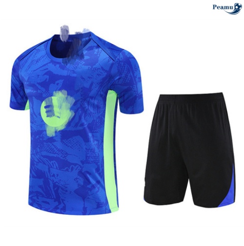 Maillot foot Kit Entrainement Barcelone + Shorts Bleu/Noir 2025-2026 peamu 0143
