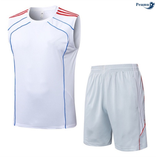 Maillot foot Kit Entrainement Bayern Munich Debardeur + Shorts Blanc/Rouge/Bleu 2025-2026 peamu 0079