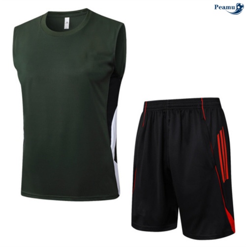 Maillot foot Kit Entrainement Bayern Munich Debardeur + Shorts Vert/Rouge/Blanc 2025-2026 peamu 0084