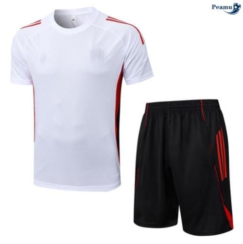 Maillot foot Kit Entrainement Bayern Munich + Shorts Blanc/Noir/Rouge 2025-2026 peamu 0089
