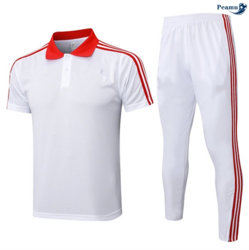 Maillot foot Kit Entrainement Bayern Munich Polo + Pantalon Blanc/Rouge 2025-2026 peamu 0090