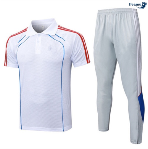Maillot foot Kit Entrainement Bayern Munich Polo + Pantalon Blanc/Rouge/Bleu 2025-2026 peamu 0091