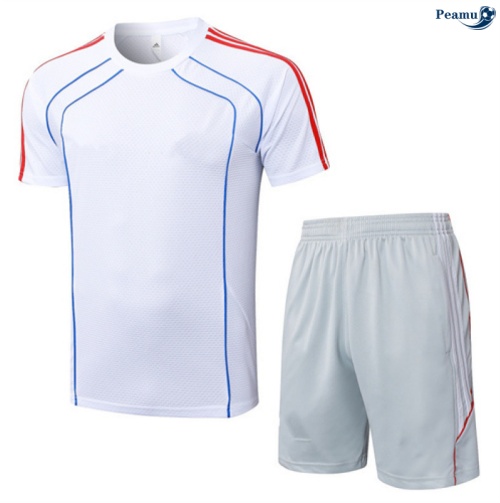 Maillot foot Kit Entrainement Bayern Munich + Shorts Blanc/Gris/Rouge 2025-2026 peamu 0092