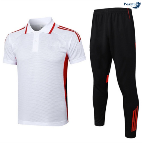 Maillot foot Kit Entrainement Bayern Munich Polo + Pantalon Blanc/Noir/Rouge 2025-2026 peamu 0093