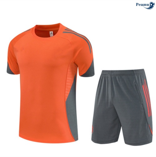 Maillot foot Kit Entrainement Bayern Munich + Shorts Orange/Gris 2025-2026 peamu 0095