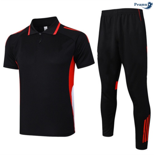 Maillot foot Kit Entrainement Bayern Munich Polo + Pantalon Noir/Rouge 2025-2026 peamu 0098