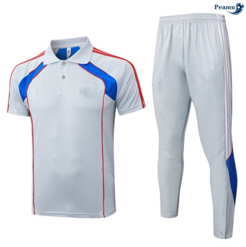 Maillot foot Kit Entrainement Bayern Munich Polo + Pantalon Gris/Bleu 2025-2026 peamu 0102