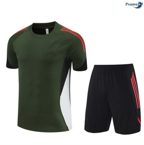 Maillot foot Kit Entrainement Bayern Munich + Shorts Vert/Noir/Rouge 2025-2026 peamu 0103