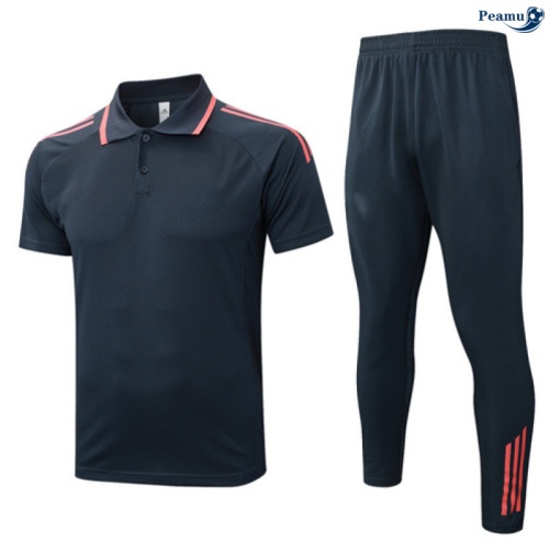 Maillot foot Kit Entrainement Bayern Munich Polo + Pantalon Gris foncé/Orange 2025-2026 peamu 0104