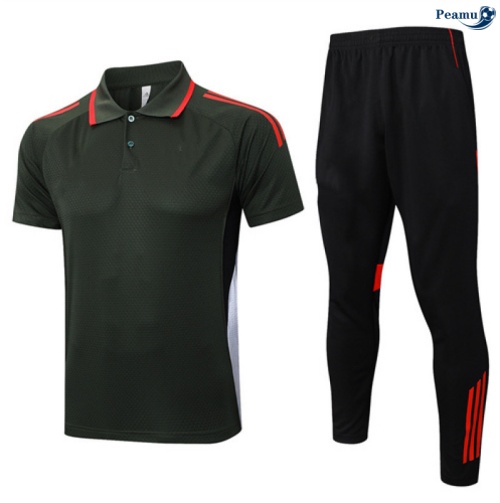 Maillot foot Kit Entrainement Bayern Munich Polo + Pantalon Vert/Noir/Rouge 2025-2026 peamu 0106
