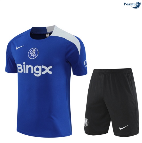 Maillot foot Kit Entrainement Chelsea Enfant + Shorts Bleu/Noir/Blanc 2025-2026 peamu 0386