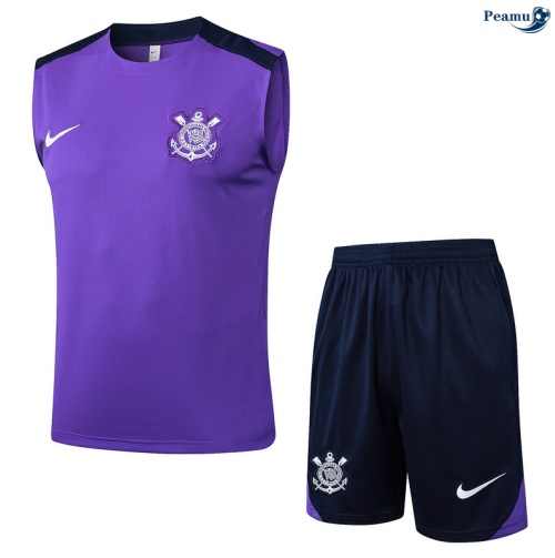 Maillot foot Kit Entrainement Corinthiens Debardeur + Shorts Violet/Bleu Marine 2025-2026 peamu 0018