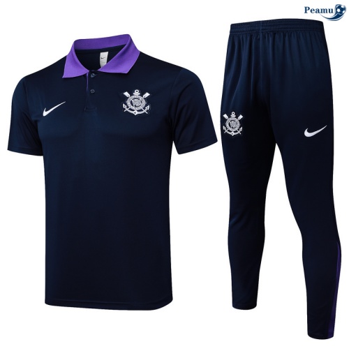 Maillot foot Kit Entrainement Corinthiens Polo + Pantalon Bleu Marine/Violet 2025-2026 peamu 0019