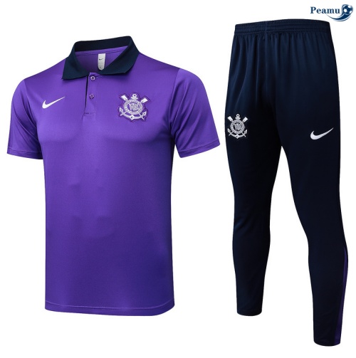 Maillot foot Kit Entrainement Corinthiens Polo + Pantalon violet/Bleu Marine 2025-2026 peamu 0024
