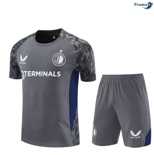 Maillot foot Kit Entrainement Feyenoord + Shorts Gris/Bleu 2025-2026 peamu 0028