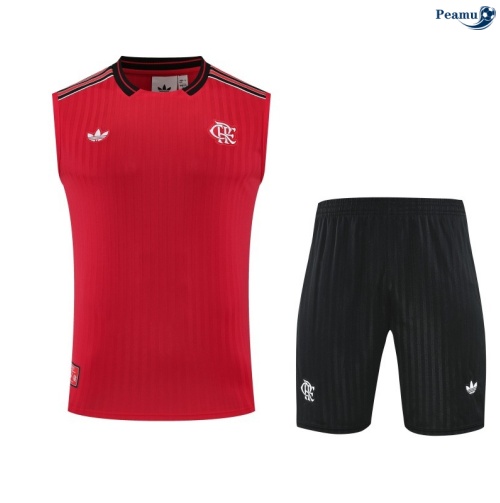 Maillot foot Kit Entrainement Flamengo Debardeur + Shorts 2025-2026 Rouge/Noir peamu 0032