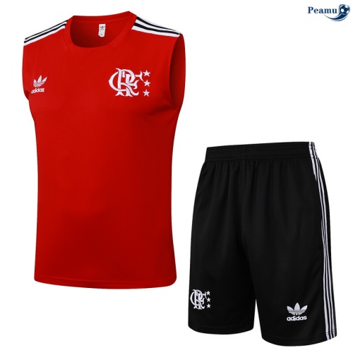 Maillot foot Kit Entrainement Flamengo Debardeur + Shorts Rouge/Noir/Blanc 2025-2026 peamu 0033