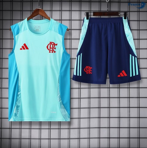 Maillot foot Kit Entrainement Flamengo Debardeur + Shorts Bleu Clair 2025-2026 peamu 0035