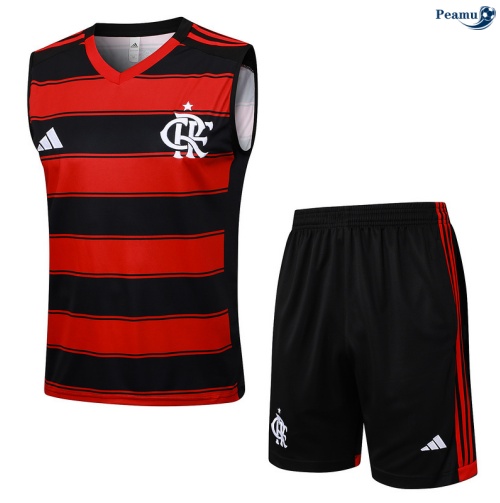 Maillot foot Kit Entrainement Flamengo Debardeur + Shorts Rouge/Noir 2025-2026 peamu 0036