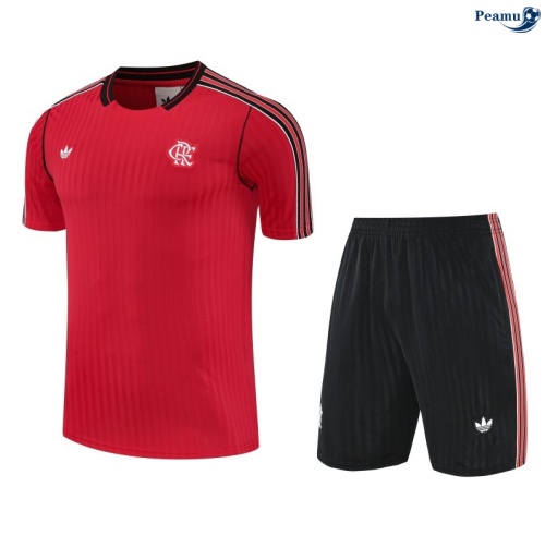 Maillot foot Kit Entrainement Flamengo + Shorts Rouge/Noir 2025-2026 peamu 0044