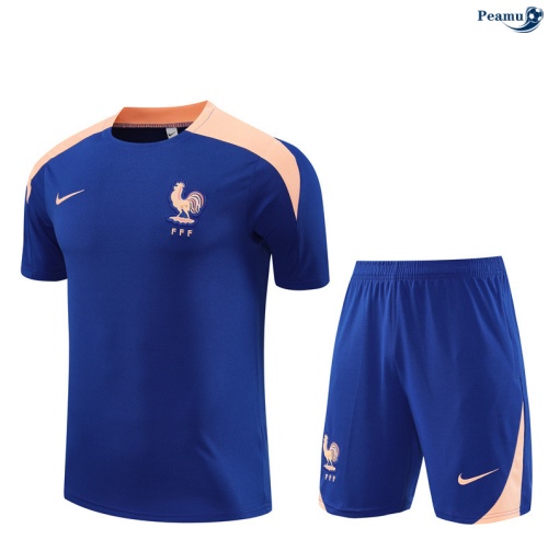 Maillot foot Kit Entrainement France Enfant + Shorts Bleu 2025-2026 peamu 0368