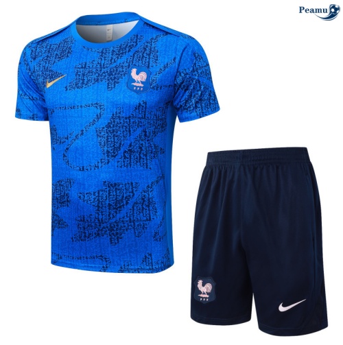 Maillot foot Kit Entrainement France + Shorts Bleu/Noir 2025-2026 peamu 0371