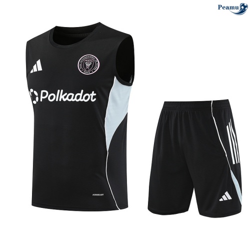Maillot foot Kit Entrainement Inter Miami Debardeur + Shorts Noir/Vert/Blanc 2025-2026 peamu 0052