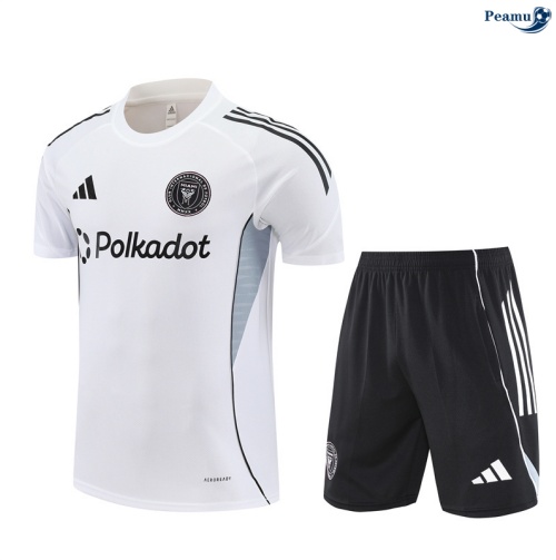 Maillot foot Kit Entrainement Inter Miami + Shorts Blanc/Noir 2025-2026 peamu 0055