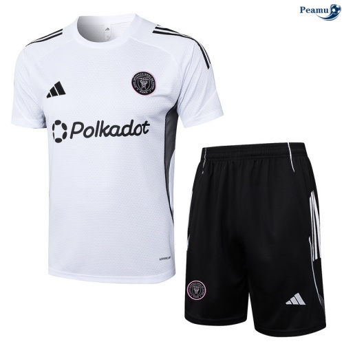 Maillot foot Kit Entrainement Inter Miami + Shorts Blanc/Noir 2025-2026 peamu 0056
