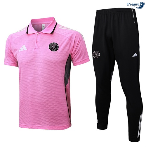 Maillot foot Kit Entrainement Inter Miami Polo + Pantalon Rose/Noir/Blanc 2025-2026 peamu 0059