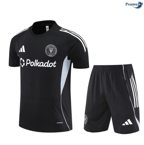 Maillot foot Kit Entrainement Inter Miami + Shorts Noir/Blanc 2025-2026 peamu 0060