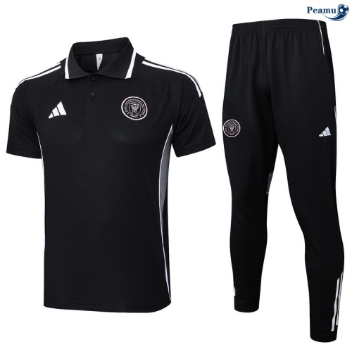 Maillot foot Kit Entrainement Inter Miami Polo + Pantalon Noir/Blanc 2025-2026 peamu 0061