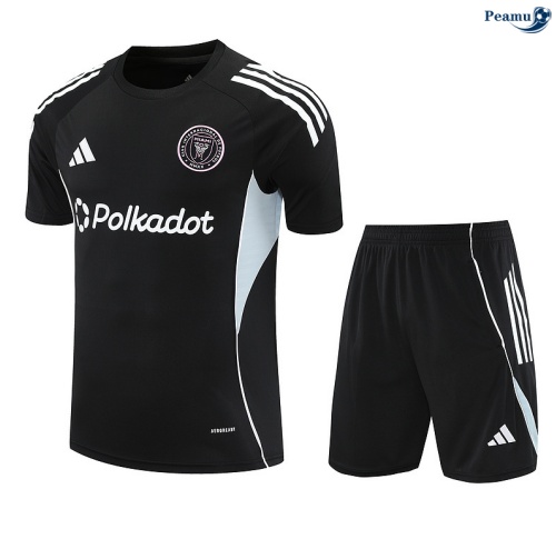 Maillot foot Kit Entrainement Inter Miami + Shorts Noir/Blanc 2025-2026 peamu 0062