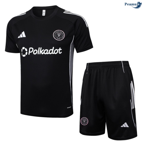Maillot foot Kit Entrainement Inter Miami + Shorts Noir/Blanc/Gris 2025-2026 peamu 0063