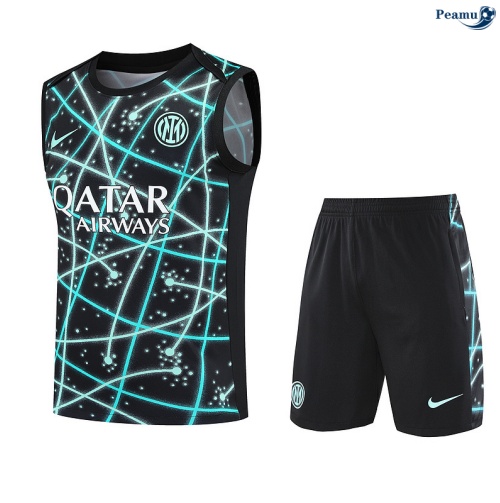 Maillot foot Kit Entrainement Inter Milan Debardeur + Shorts Noir 2025-2026 peamu 0407