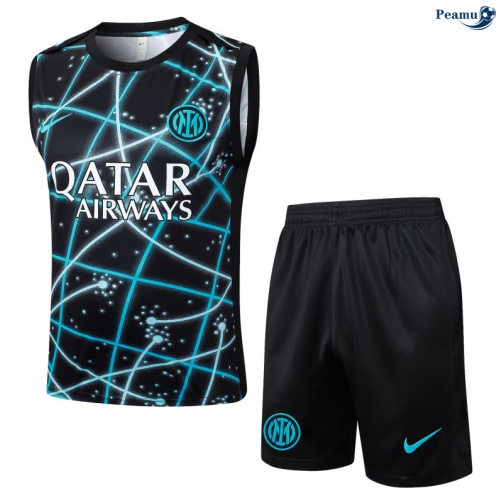 Maillot foot Kit Entrainement Inter Milan Debardeur + Shorts Noir 2025-2026 peamu 0408