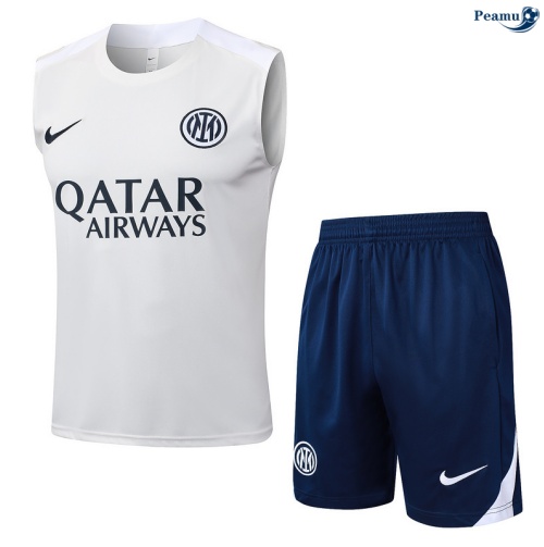 Maillot foot Kit Entrainement Inter Milan Debardeur + Shorts Blanc/Bleu Marine 2025-2026 peamu 0410
