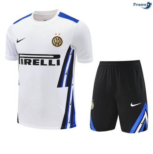 Maillot foot Kit Entrainement Inter Milan + Shorts Blanc/Noir/Bleu 2025-2026 peamu 0411