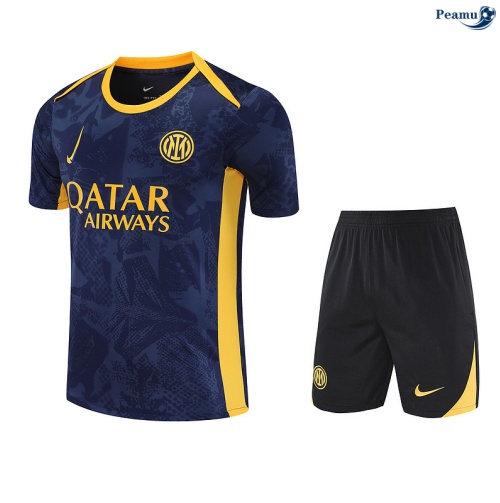 Maillot foot Kit Entrainement Inter Milan + Shorts Bleu Marine/Jaune 2025-2026 peamu 0412