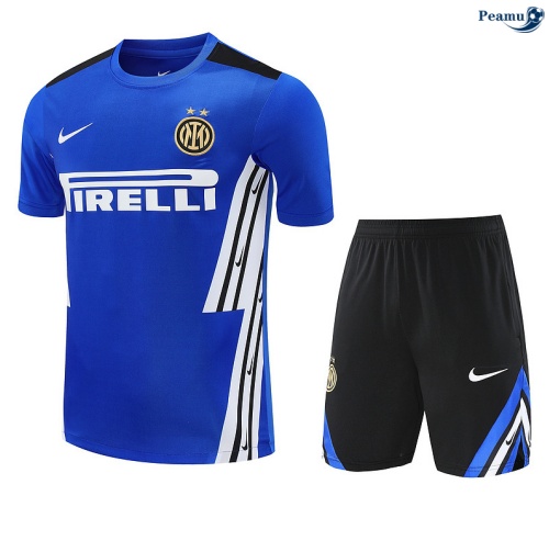 Maillot foot Kit Entrainement Inter Milan + Shorts Bleu/Noir/Blanc 2025-2026 peamu 0416