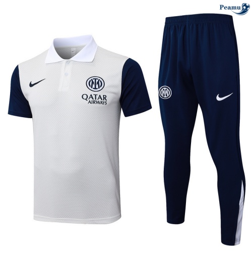 Maillot foot Kit Entrainement Inter Milan Polo + Pantalon Blanc/Bleu Marine 2025-2026 peamu 0417
