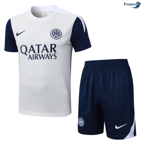 Maillot foot Kit Entrainement Inter Milan + Shorts Blanc/Bleu Marine 2025-2026 peamu 0418