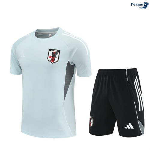 Maillot foot Kit Entrainement Japon Enfant + Shorts Gris/Noir 2025-2026 peamu 0373