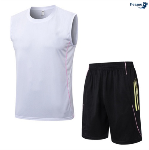 Maillot foot Kit Entrainement Juventus Debardeur + Shorts Blanc/Noir/Jaune 2025-2026 peamu 0420