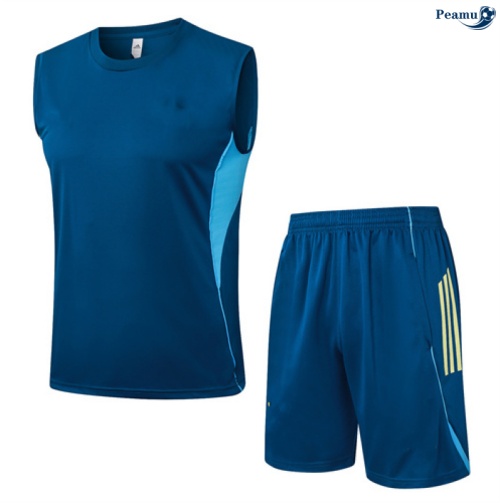 Maillot foot Kit Entrainement Juventus Debardeur + Shorts Bleu Clair/Jaune 2025-2026 peamu 0423