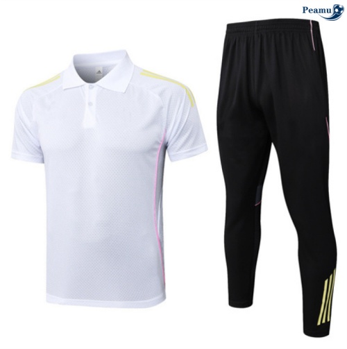 Maillot foot Kit Entrainement Juventus Polo + Pantalon Blanc/Noir/Jaune 2025-2026 peamu 0425
