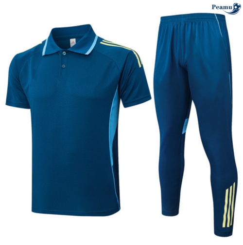 Maillot foot Kit Entrainement Juventus Polo + Pantalon Bleu Clair/Jaune 2025-2026 peamu 0433